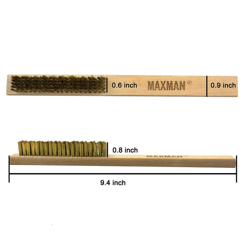 MAXMAN Brass Brush, Soft Brass Bristle Wire Brush for Cleaning Metal Rust, Welds, Home and Kitchen, Wire Scratch Brushes with 10" Beechwood Handle - Image 3